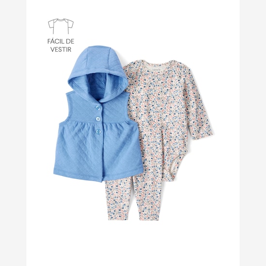 Conjunto longo bebê 3 peças matelassê - multicor | Carter's