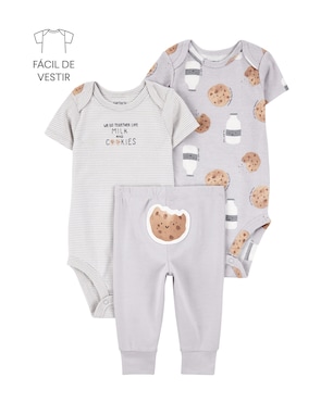 Conjunto longo bebê 3 peças cookies - cinza | Carter’s