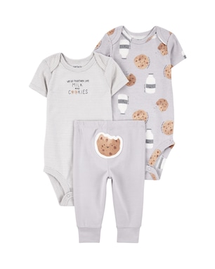 Conjunto longo bebê 3 peças cookies - cinza | Carter’s