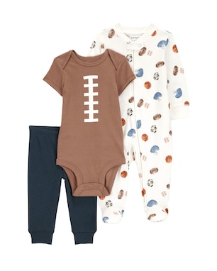 Conjunto longo bebê 3 peças football multicor | Carter's