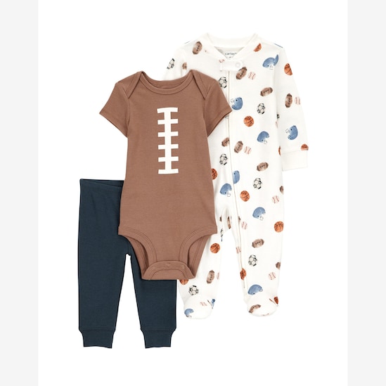 Conjunto longo bebê 3 peças football multicor | Carter's