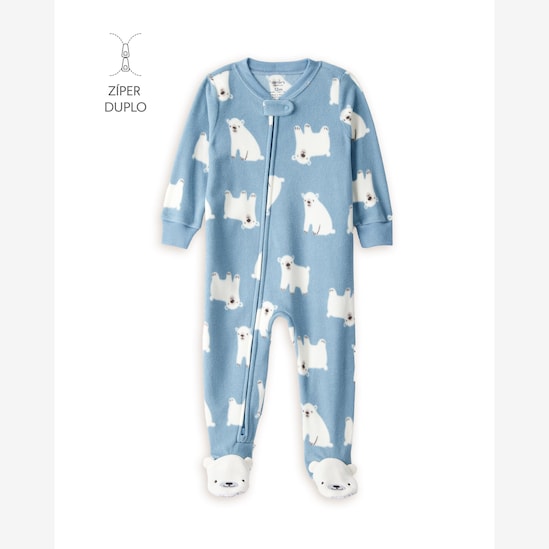 Macacão pijama bebê em fleece urso - azul | Carter's