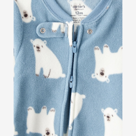 Macacão pijama bebê em fleece urso - azul | Carter's