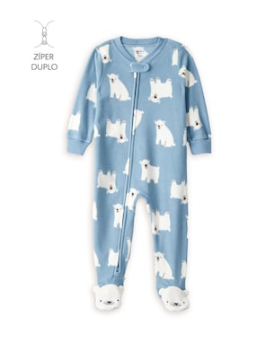 Macacão pijama bebê em fleece urso - azul | Carter's