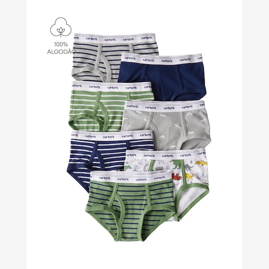 Kit cueca infantil slip 7 peças variadas - multicor | Carter's