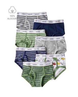 Kit cueca infantil slip 7 peças variadas - multicor | Carter's