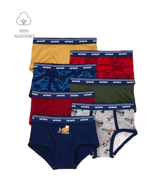 Kit cueca infantil slip 7 peças variadas - multicor | Carter's
