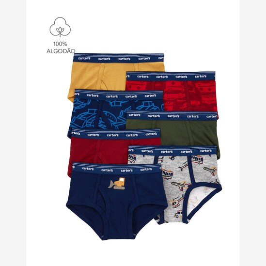 Kit cueca infantil slip 7 peças variadas - multicor | Carter's