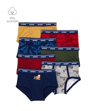 Kit cueca infantil slip 7 peças variadas - multicor | Carter's