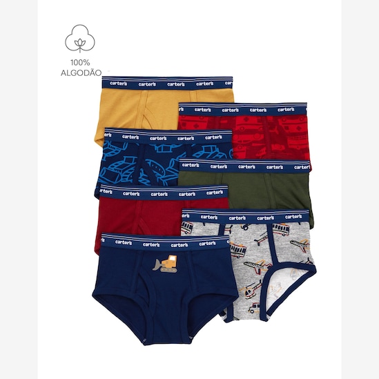 Kit cueca infantil slip 7 peças variadas - multicor | Carter's