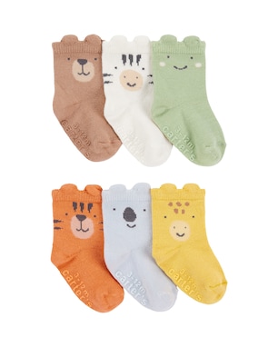 Kit meia bebê 6 pares cano médio animais - multicor | Carter's