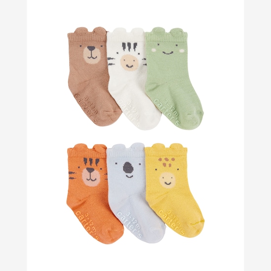 Kit meia bebê 6 pares cano médio animais - multicor | Carter's