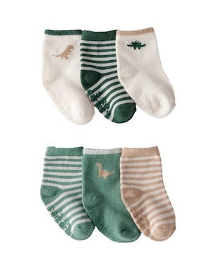 Kit meia bebê 6 pares cano médio dino - multicor | Carter's