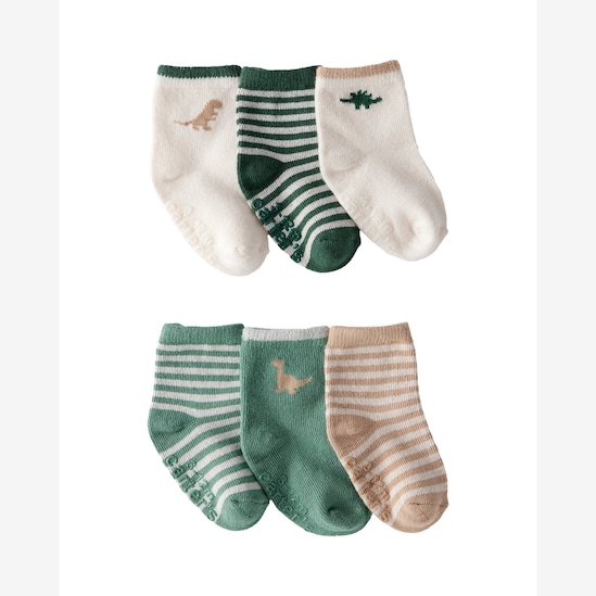 Kit meia bebê 6 pares cano médio dino - multicor | Carter's