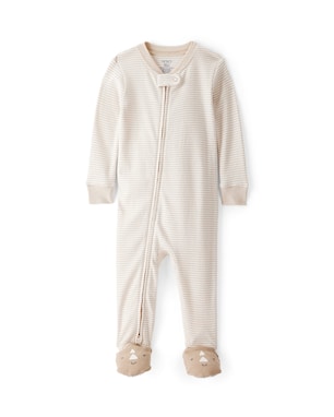 Macacão pijama bebê listrado - bege | Carter's
