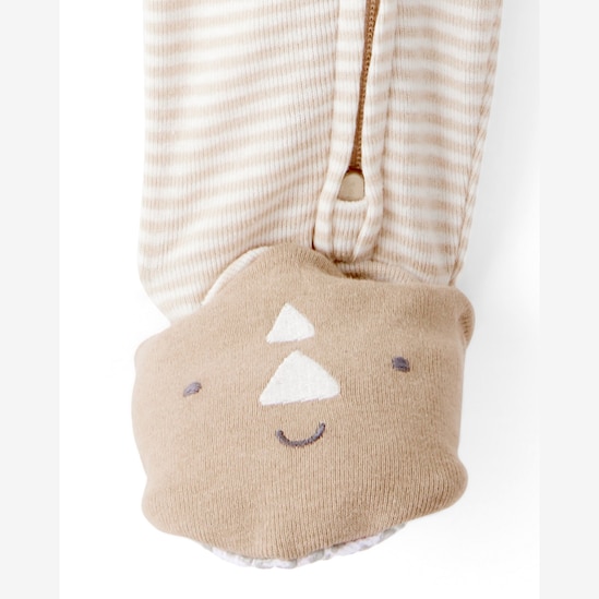 Macacão pijama bebê listrado - bege | Carter's