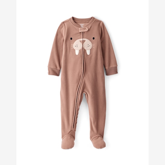 Macacão pijama bebê fleece foca - marrom | Carter's