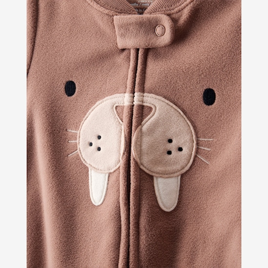 Macacão pijama bebê fleece foca - marrom | Carter's