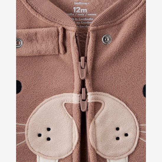 Macacão pijama bebê fleece foca - marrom | Carter's