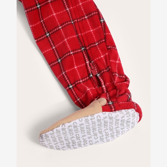 Macacão pijama bebê fleece xadrez - multicor | Carter’s