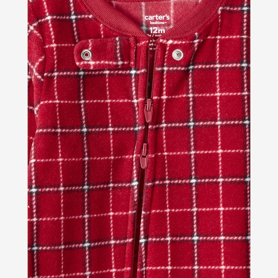 Macacão pijama bebê fleece xadrez - multicor | Carter’s