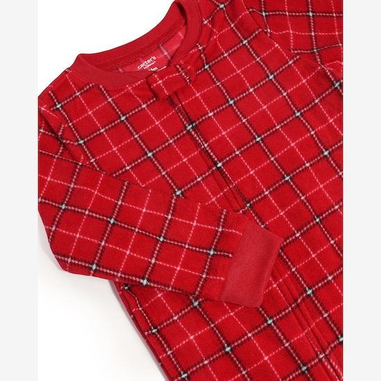 Macacão pijama bebê fleece xadrez - multicor | Carter’s
