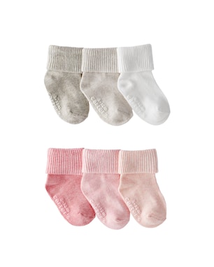 Kit meia bebê 6 pares canelada dobrada - multicor | Carter's
