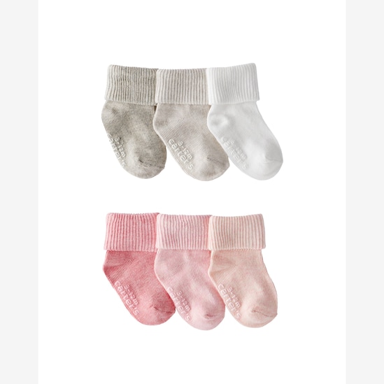 Kit meia bebê 6 pares canelada dobrada - multicor | Carter's