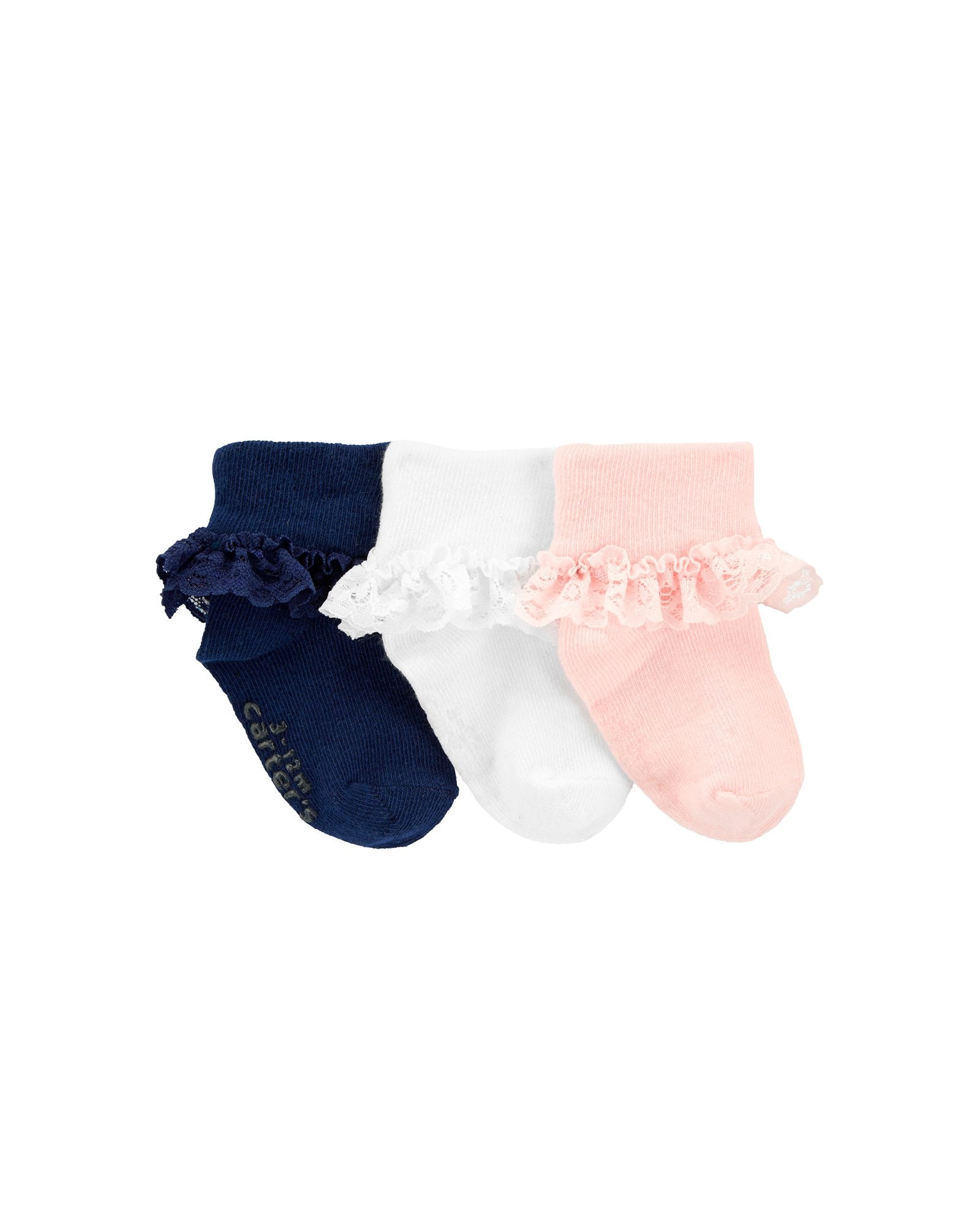 Kit meia bebê 3 pares com babados - multicor | Carter's