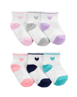 Kit meia bebê 6 pares coração - multicor | Carter's