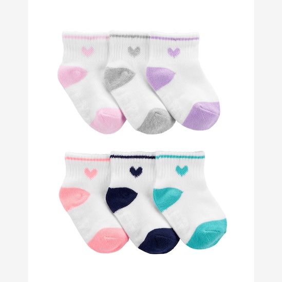 Kit meia bebê 6 pares coração - multicor | Carter's