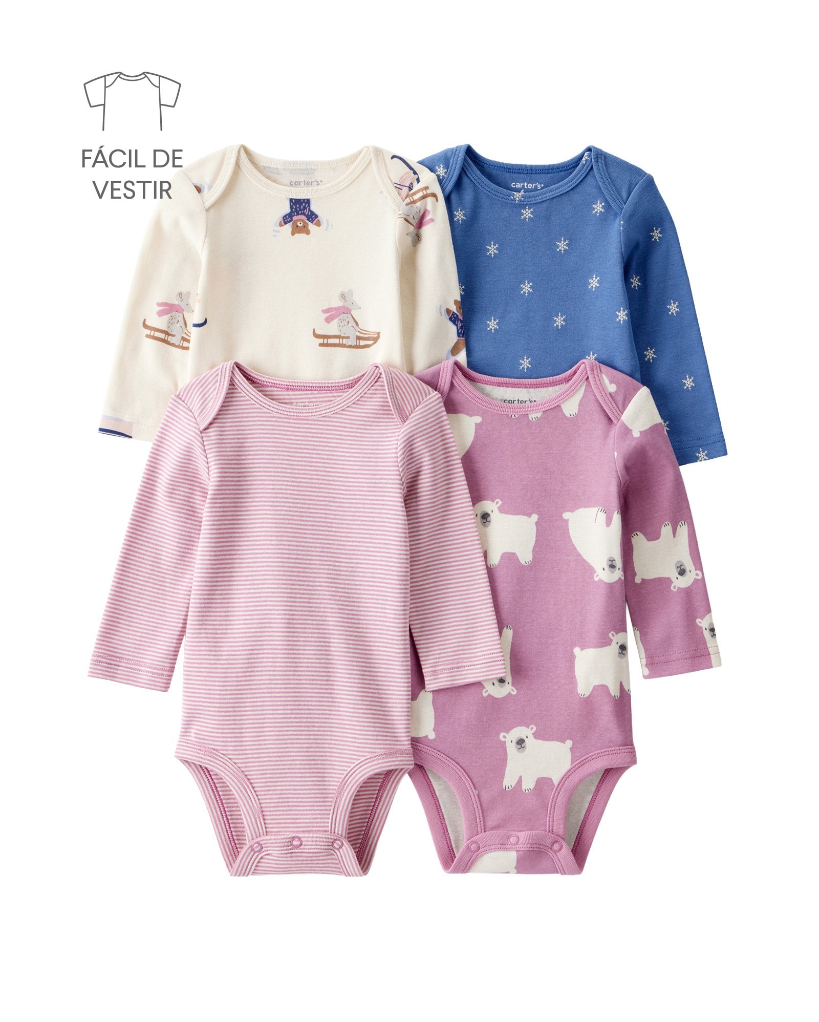 Kit body bebê 4 peças neve - multicor | Carter's