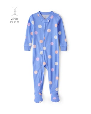 Macacão pijama bebê com pézinho poá - azul | Carter's