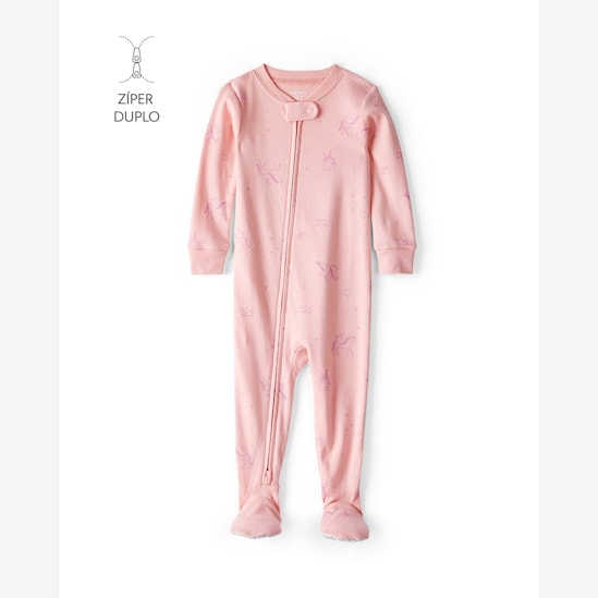 Macacão pijama bebê com pezinho unicórnios - rosa | Carter's