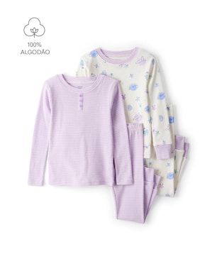 Pijama infantil 4 peças listras espaço - multicor | Carter's