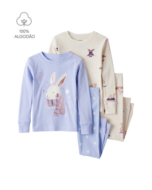 Pijama longo infantil 4 peças neve - multicor | Carter's