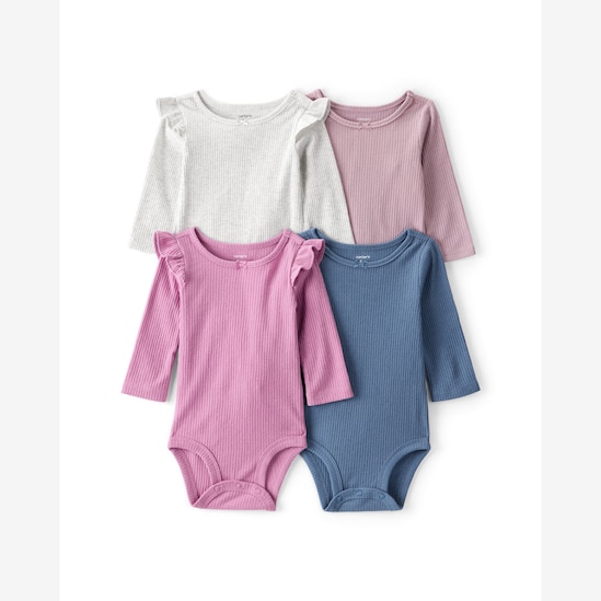 Kit body bebê 4 peças canelado - multicor | Carter's