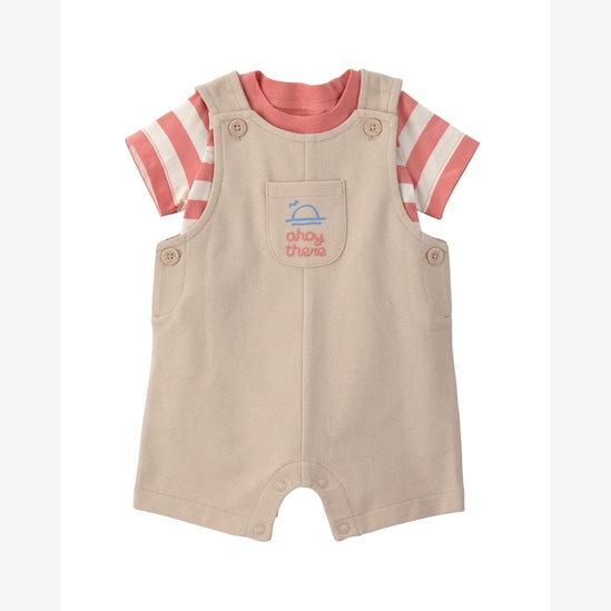 Jardineira bebê com camiseta listrada - multicor | Carter's