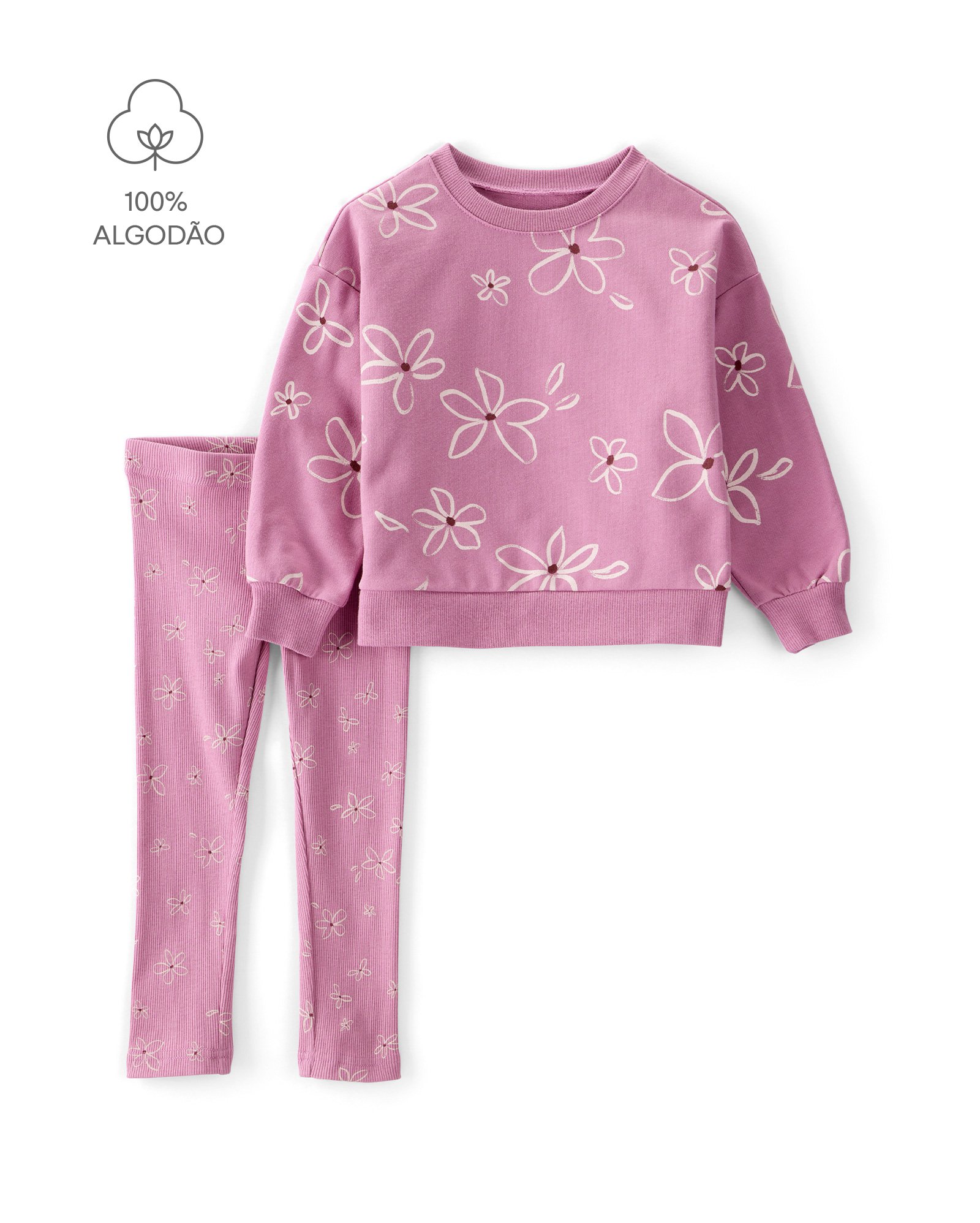 Conjunto longo infantil 2 peças floral - lilás | Carter's