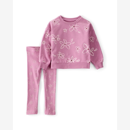 Conjunto longo infantil 2 peças floral - lilás | Carter's