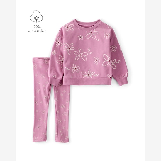 Conjunto longo infantil 2 peças floral - lilás | Carter's