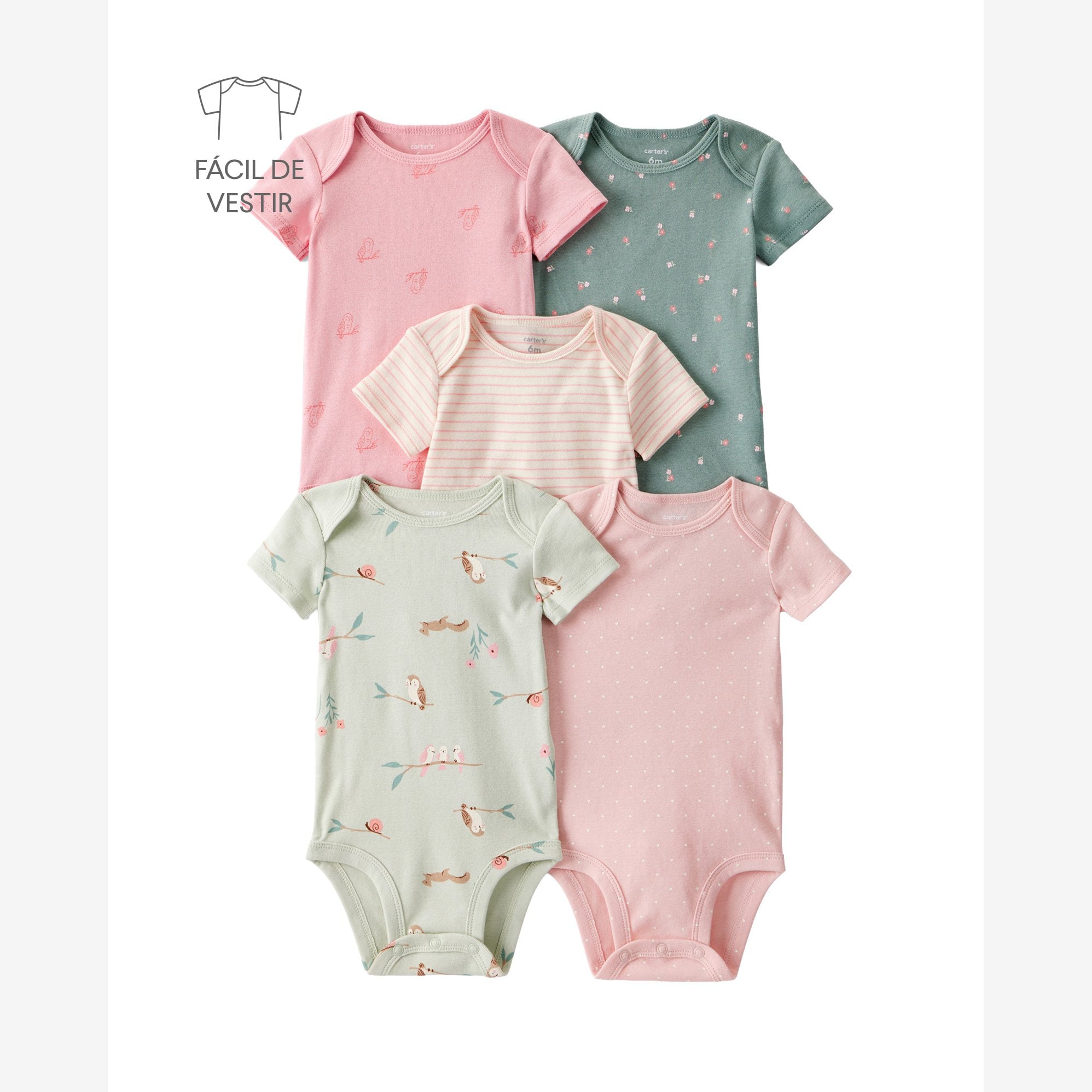 Kit body bebê 5 peças variadas - multicor | Carter's