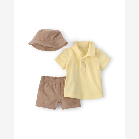 Conjunto curto bebê 3 peças com chapéu bucket - multicor | Carter's