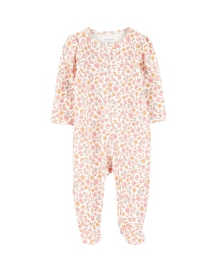 Macacão bebê floral com pezinho - off-white | Carter's