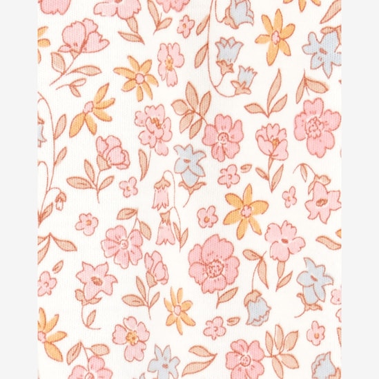 Macacão bebê floral com pezinho - off-white | Carter's