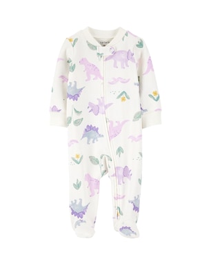 Macacão bebê floral com pezinho - branco | Carter's