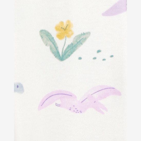 Macacão bebê floral com pezinho - branco | Carter's