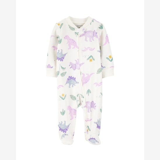 Macacão bebê floral com pezinho - branco | Carter's