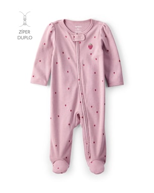 Macacão bebê com pezinho morangos - rosa | Carter's