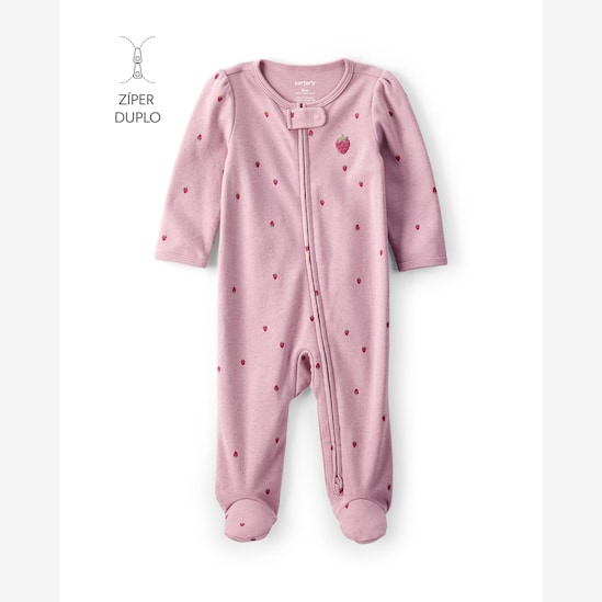 Macacão bebê com pezinho morangos - rosa | Carter's